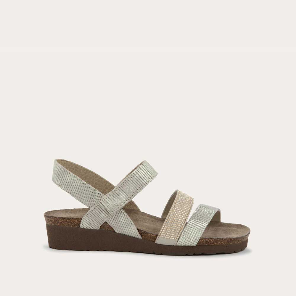 Platinum Striped Suede With Light Gold,35