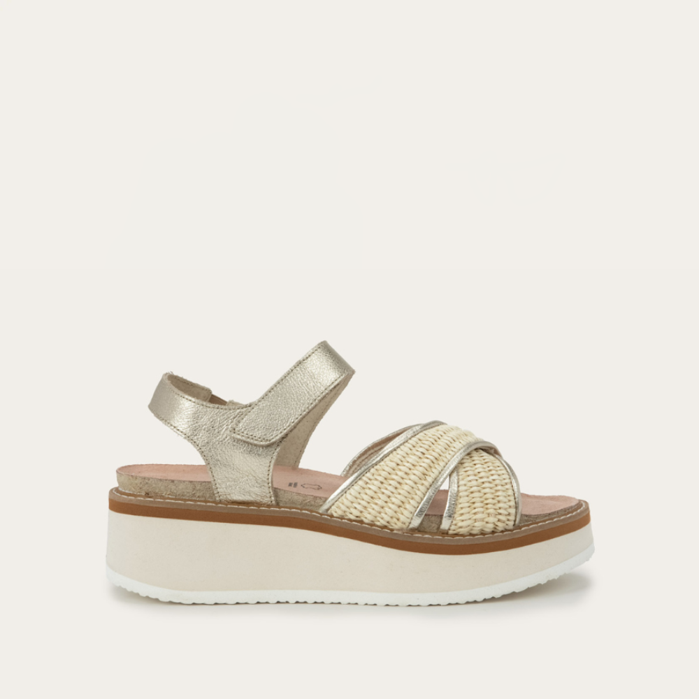 Radiant Gold Leather / Blonde Raffia,35