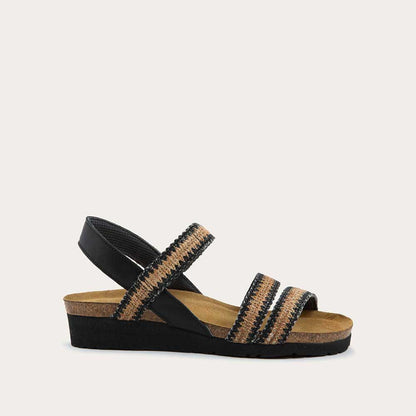 Jet Black Leather / Black / Brown Raffia,35