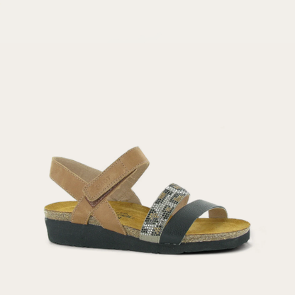 Latte Brown Lthr/Soft Black Lthr W/ Brown/Cheetah Rivets,35