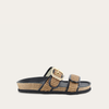 Soft Black Leather/Golden Brown Raffia