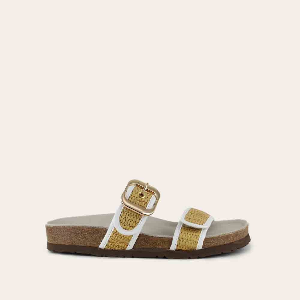 Soft White Leather/Golden Blonde Raffia,35