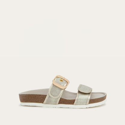 Platinum Striped Suede / Radiant Gold Leather,35